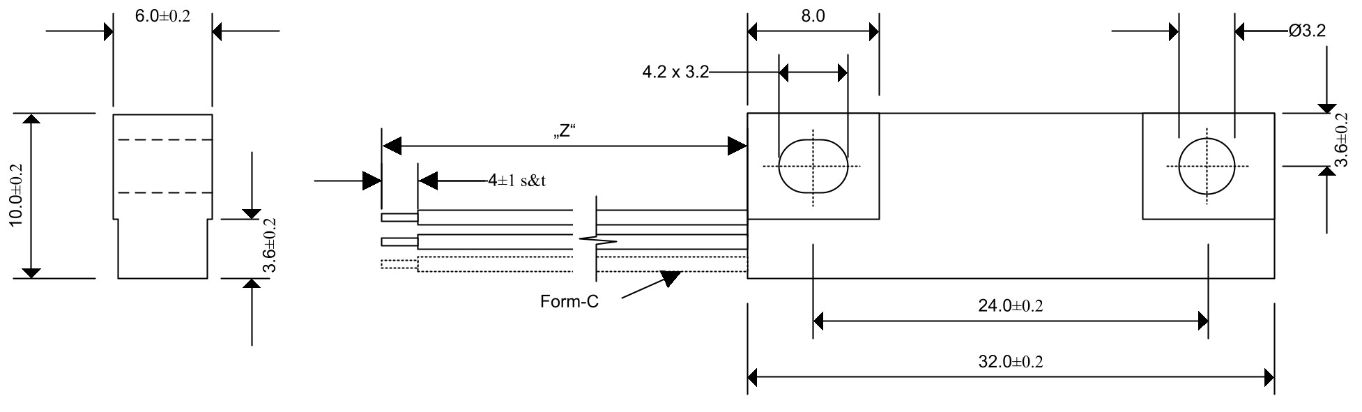 Technische Zeichnung Reedsesor Flachgehäuse MMS-113