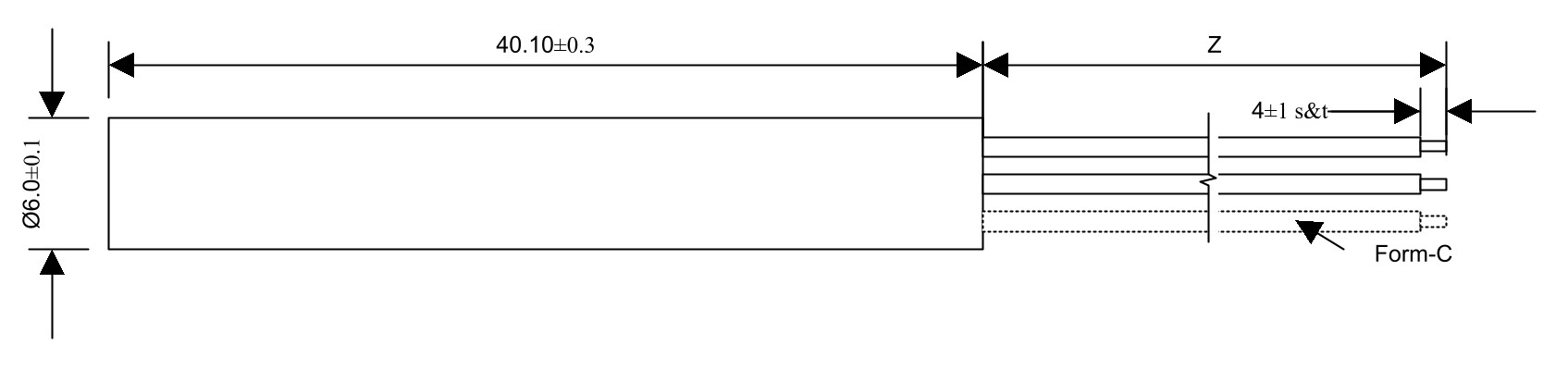 Technische Zeichnung Reedsesor zylindergehäuse MMS-205