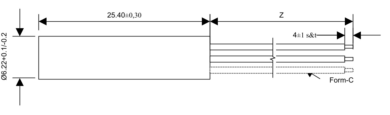 Technische Zeichnung Reedsesor zylindergehäuse MMS-223